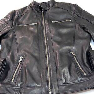 Barneys Cafe Moto Racing Leather Jacket Size Large 100% Sheep Skin